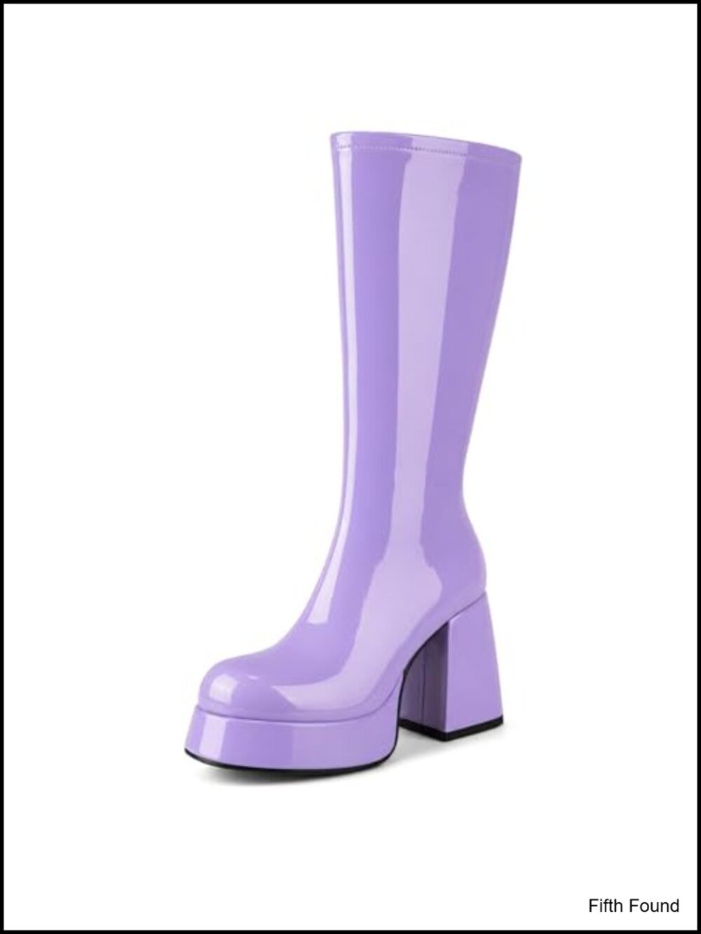 Knee High Platform Gogo Boots Square Toe Block Heel Faux Leather